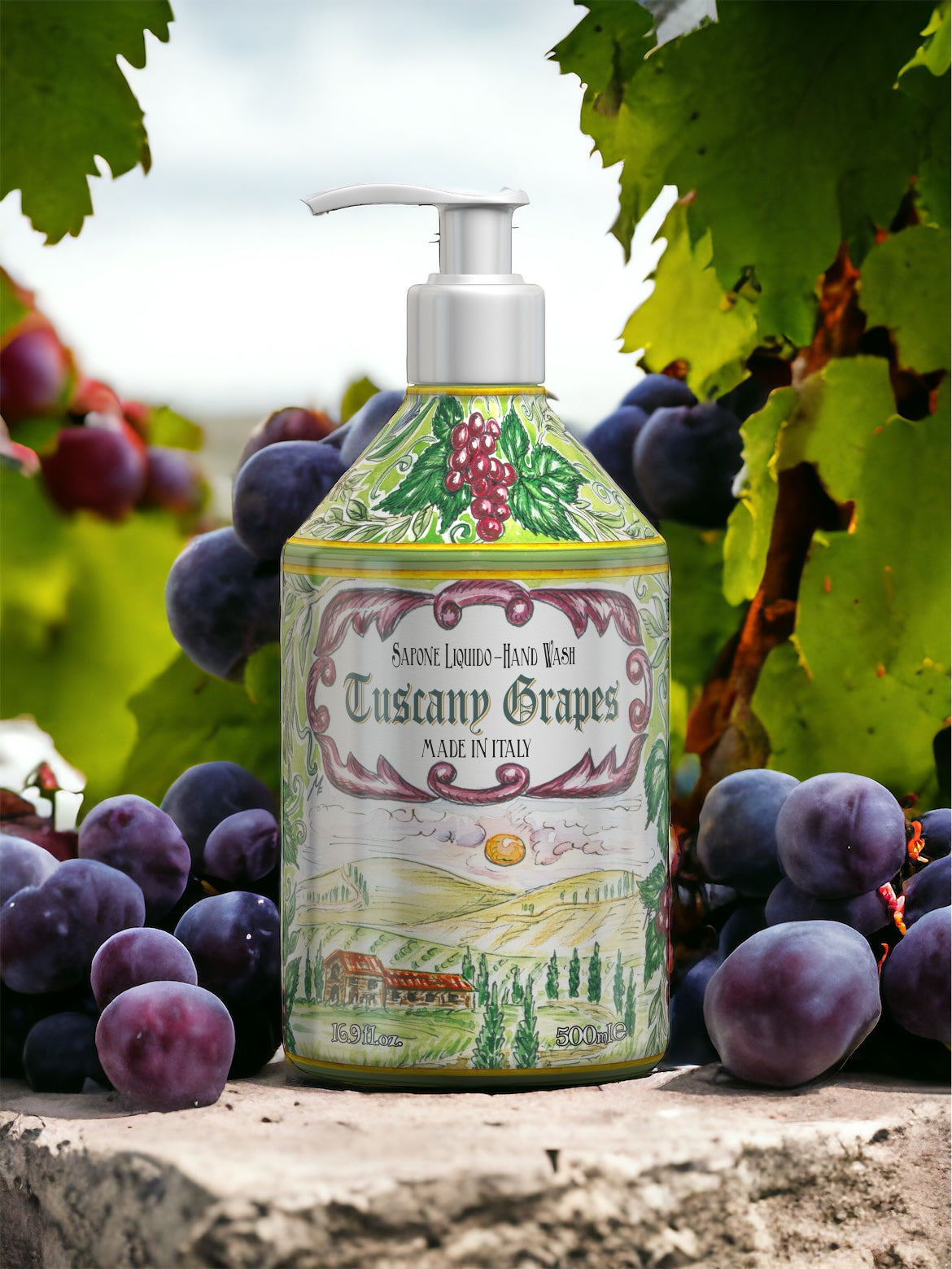 <b>Sapone liquido mani da 500 mL</b></br><i>Linea Tuscany grapes</i>